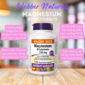 Magnesium Bisglycinate Webber Naturals (Magie Webber), Hỗ Trợ Giảm Căng Thẳng Và Cải Thiện Giấc Ngủ
