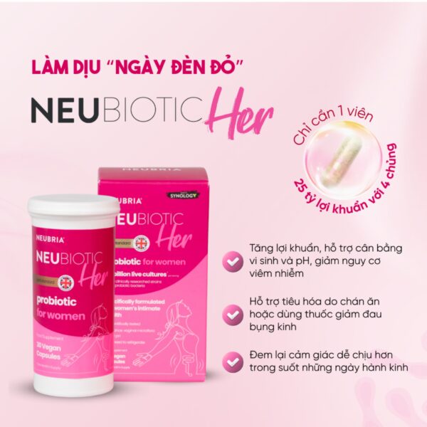 Men Vi Sinh Phụ Khoa Neubria Neubiotic Her – Bổ Sung Lợi Khuẩn, Ngừa Nấm, Tạp Khuẩn, Phòng Bệnh Phụ Khoa