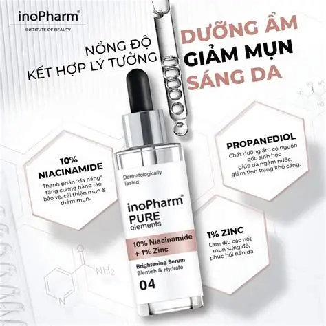 Tinh chất dưỡng ẩm, giảm mụn & sáng da Inopharm Pure Elements 10% Niacinamide + 1% Zinc 30ml