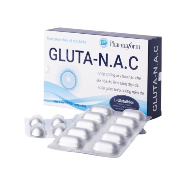 PHARMAFORM GLUTA-N.A.C: Viên Uống Hỗ Trợ Sáng Da, Mờ Nám & Chống Lão Hóa